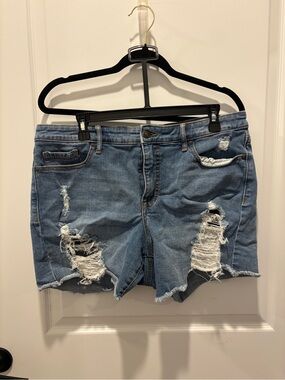 sofia by sofia vergara Light Blue Distressed Denim Shorts